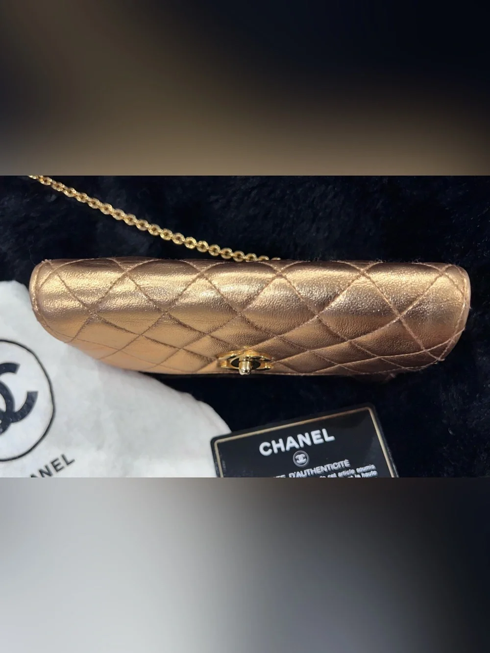 CHANEL Metallic Gold Quilted Mini Shoulder Bag